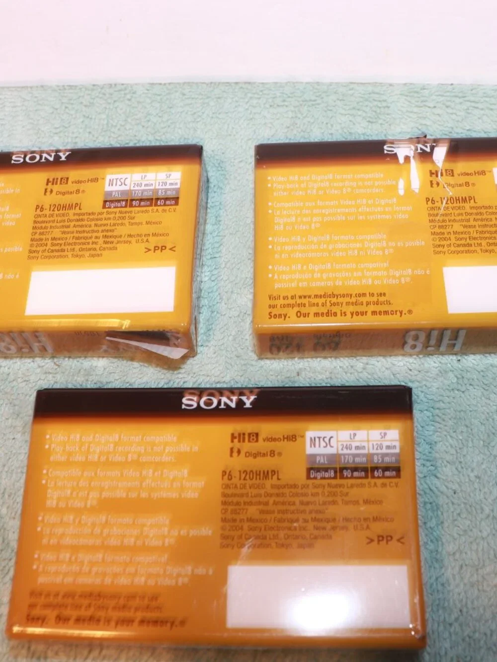 Sony Hi8 Metal Particle Video Tape 120 Minutes Lot of 3 BRAND NEW FACTORY SEALED